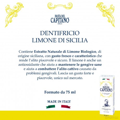 Pasta del Capitano Toothpaste with natural BIO lemon Capitano 1905 75 ml
