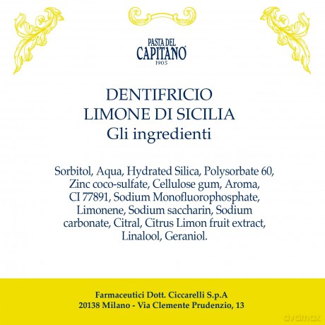 Pasta del Capitano Toothpaste with natural BIO lemon Capitano 1905 75 ml
