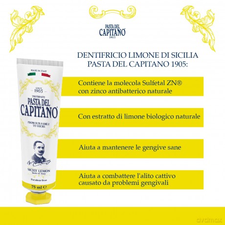 Pasta del Capitano Toothpaste with natural BIO lemon Capitano 1905 75 ml