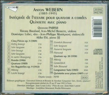 Accord Classique: Webern Quintette Avec Piano [CD]