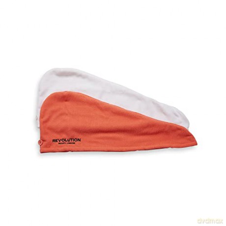Revolution Haircare Elastic hair turban (Microfibre Hair Wrap) - Variant: Coral/White