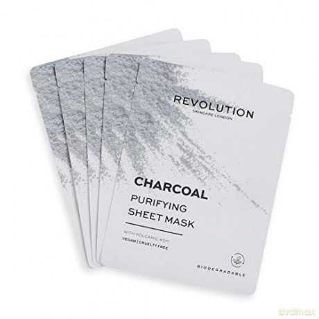 Revolution Skincare Biodegradable Black (Purifying Charcoal Sheet Mask) Set (Purifying Charcoal Sheet Mask)