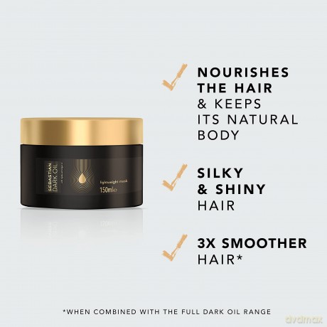Sebastian Professional Nourishing mask for shine and softness of hair Dark Oil (Lightweight Mask) - Volume: 150 ml