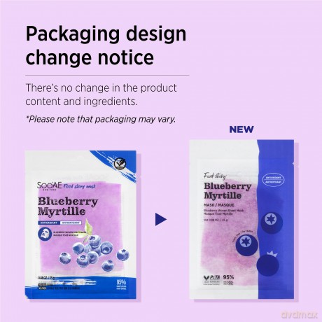 Soo´AE Blueberry Antioxidant Cloth Mask (Food Story Mask) 25 g