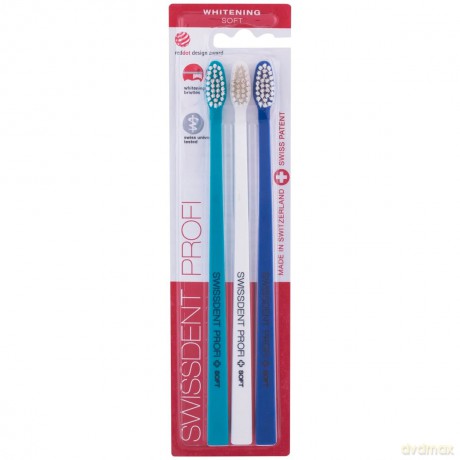 Swissdent Whitening Trio Soft 2 + 1 FREE toothbrush (turquoise + white + dark blue)