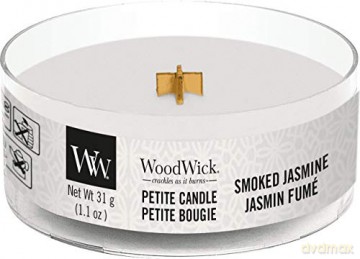 WoodWick Aromatic small candle with wooden wick Smoked Jasmine 31 g