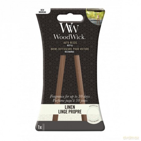 WoodWick Replacement incense sticks for cars Linen (Auto Reeds Refill)