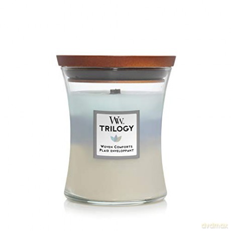 WoodWick Scented candle Trilogy medium Woven Comfort with 275 g