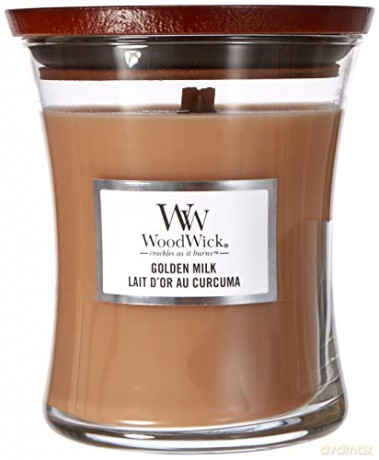 WoodWick Scented candle vase Gold en Milk 275 g