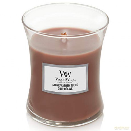 WoodWick Scented candle vase medium Stone Washed Suede 275 g