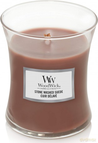 WoodWick Scented candle vase medium Stone Washed Suede 275 g