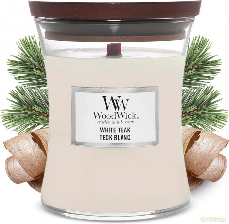 WoodWick Scented candle vase White Teak 275 g
