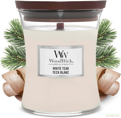 WoodWick Scented candle vase White Teak 275 g