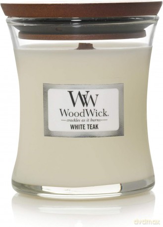 WoodWick Scented candle vase White Teak 85 g
