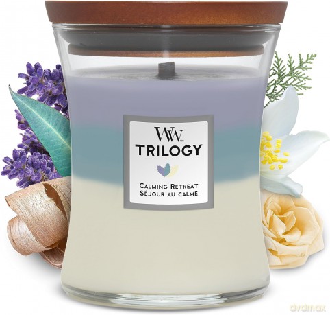 WoodWick Scented medium candle Trilogy Calming Retreat 275 g