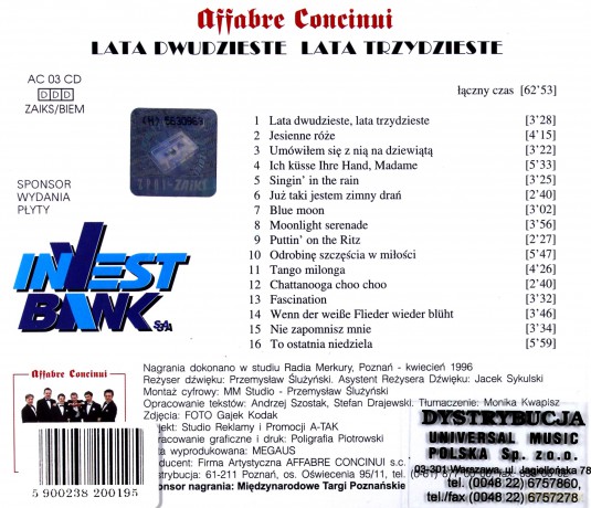 Affabre Concinui: Lata Dwudzieste, Lata Trzydzieste [CD]