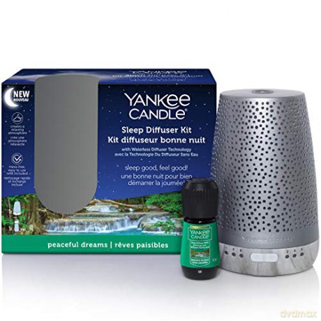 Yankee Candle Scented diffuser silver with Peaceful Dreams filling for a peaceful sleep 14 ml