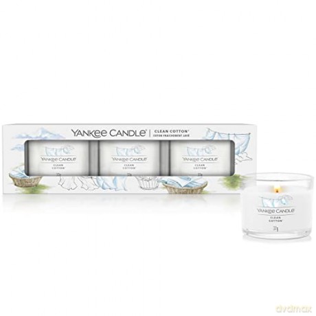 Yankee Candle Set of votive candles in glass Clean Cotton 3 x 37 g