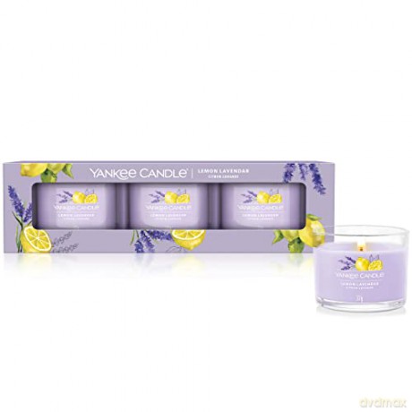 Yankee Candle Set of votive candles in glass Lemon Lavender 3 x 37 g