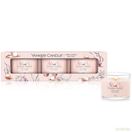 Yankee Candle Set of votive candles in Pink Sands glass 3 x 37 g