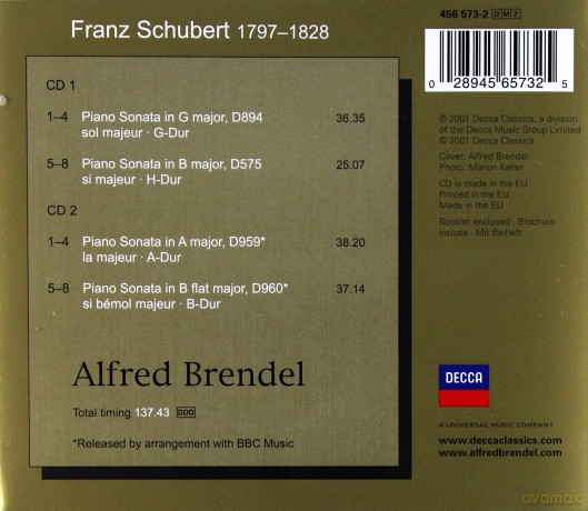 Alfred Brendel: Schubert: Piano Sonatas [CD]