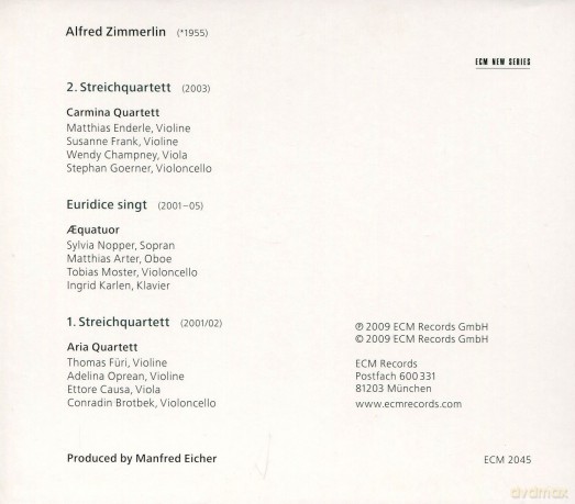 Alfred Zimmerlin: Euridice Singt [CD]
