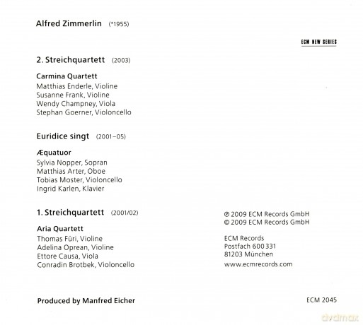Alfred Zimmerlin: Euridice Singt [CD]