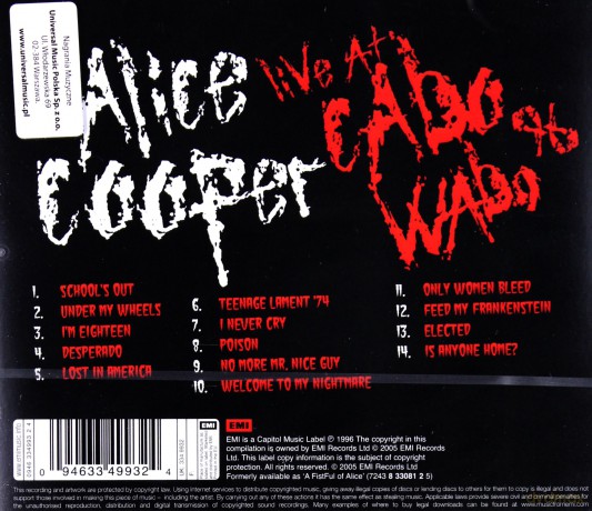 Alice Cooper: Live At Cabo Wabo 96 [CD]