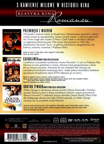 Złoty wiek kina. Klasyka Romansu: Casablanca / Doktor Żywago edycja specjalna / Przeminęło z wiatrem [BOX] [5DVD]