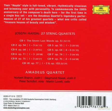 Amadeus Quartet: Haydn:27 String Quartets,Seven Last Word [10CD]