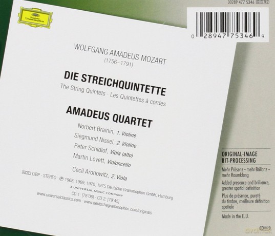 Amadeus Quartet: Mozart:String Quintets [CD]