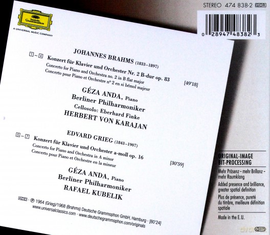 Anda Kubelik: The Originals:Brahms Piano Co.No2, Grieg [CD]