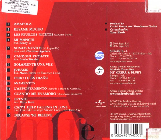 Andrea Bocelli: Amore [CD]