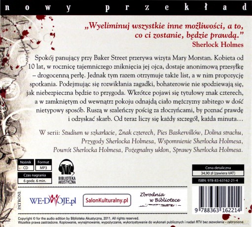 Znak Czterech (twarda) - Arthur Conan Doyle [AUDIOBOOK] [CD-MP3]