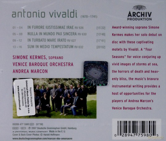 Andrea Marcon/Venice Baroque Orchestra: Amor Sacro Vivaldi:Mottetti [CD]