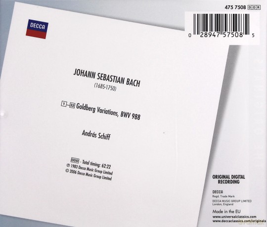 Andreas Schiff: Bach:Goldberg Variations [CD]