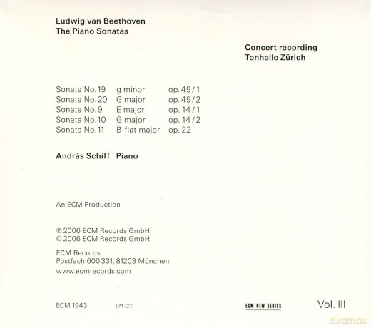Andreas Schiff: Beethoven: Piano Sonatas Vol.3 [CD]