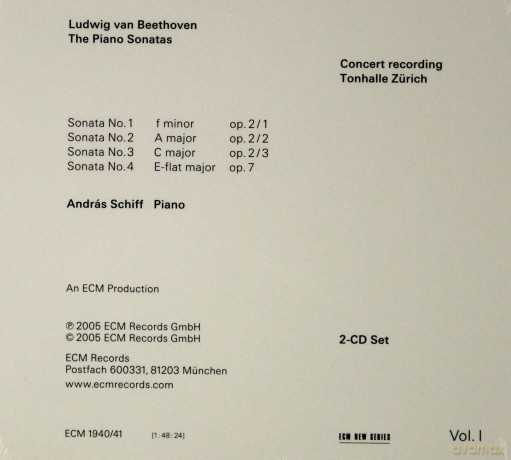 Andreas Schiff: Beethoven:Piano Sonatas Vol.1 [CD]