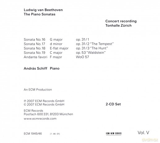 Andreas Schiff: Beethoven:Piano Sonatas Vol.5 [2CD]