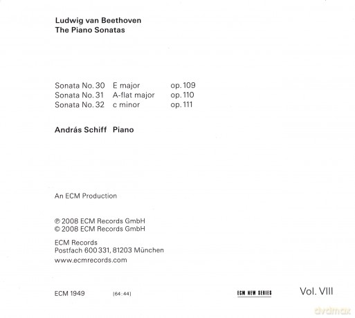 Andreas Schiff: Beethoven:Piano Sonatas Vol.VIII [CD]