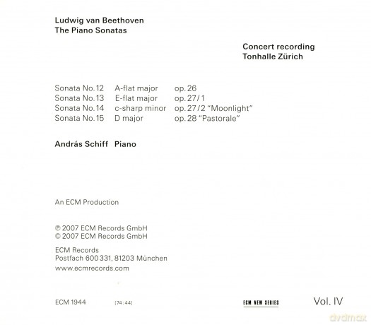 Andreas Schiff: Beethoven:The Piano Sonatas IV [CD]