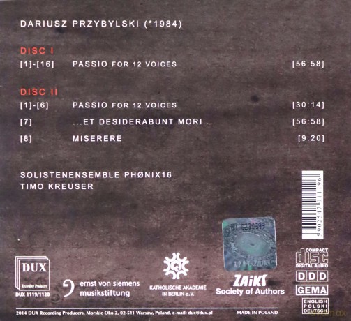 Solistenensemble Phonix: Przybylski: Passio For 12 Voices [2CD]