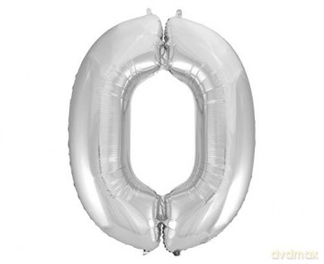 Balon foliowy "Cyfra 0", srebrna, 92 cm
