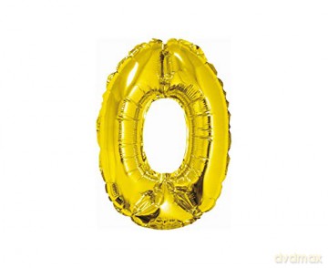 Balon foliowy "Cyfra 0", złota, 35 cm