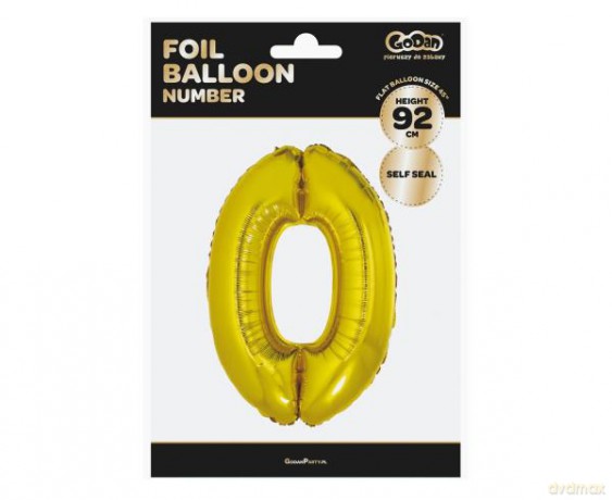 Balon foliowy "Cyfra 0", złota, 92 cm
