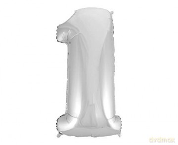 Balon foliowy "Cyfra 1", srebrna, 92 cm