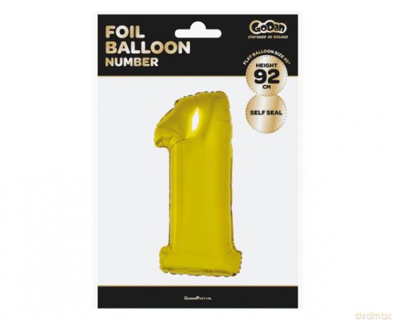 Balon foliowy "Cyfra 1", złota, 92 cm