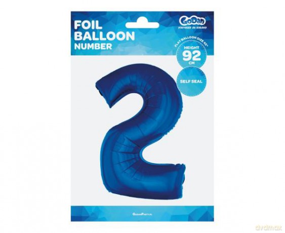 Balon foliowy "Cyfra 2", niebieska, 92 cm