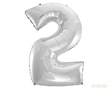 Balon foliowy "Cyfra 2", srebrna, 92 cm