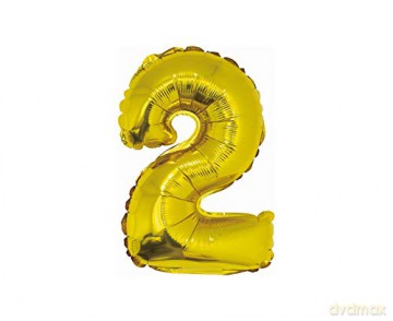Balon foliowy "Cyfra 2", złota, 35 cm